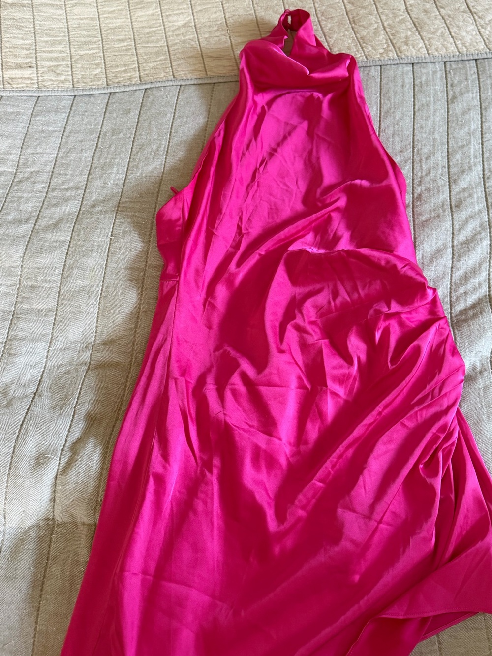 Fuchsia Halter High Low Maxi Dress